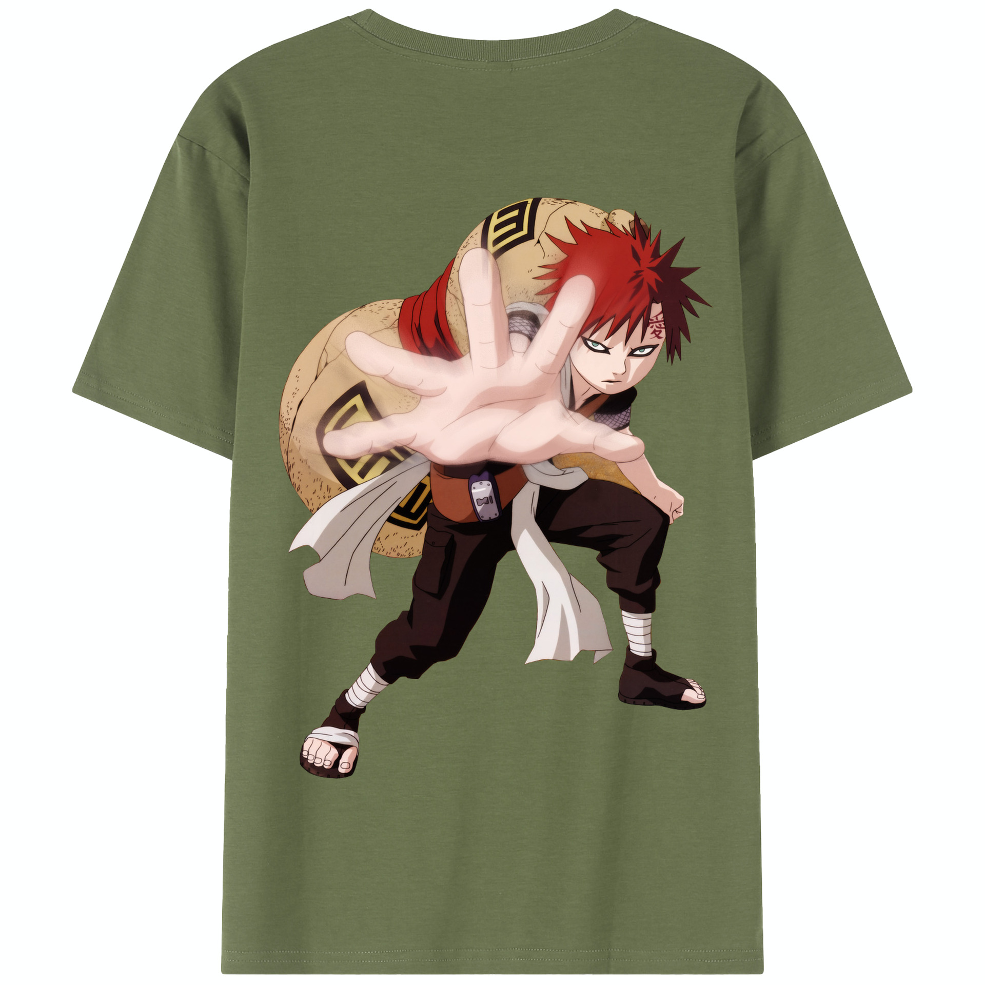 （画像用） NARUTO -ナルト- ガアラ Gaara 綿100％半袖Tシャツ（背面プリント）